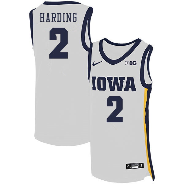 Men #2 Brock Harding Iowa Hawkeyes College Basketball Jerseys Stitched Sale-White